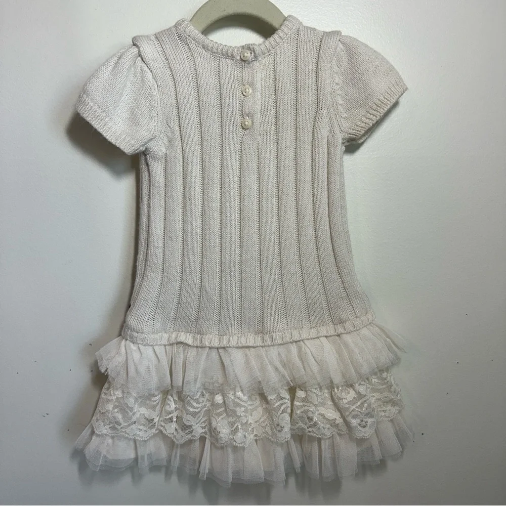 Children’s Place Sweater Dress 2T Tulle and Laced Bottom with Black Bow